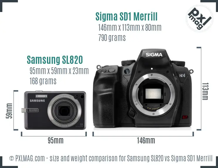 Samsung SL820 vs Sigma SD1 Merrill size comparison