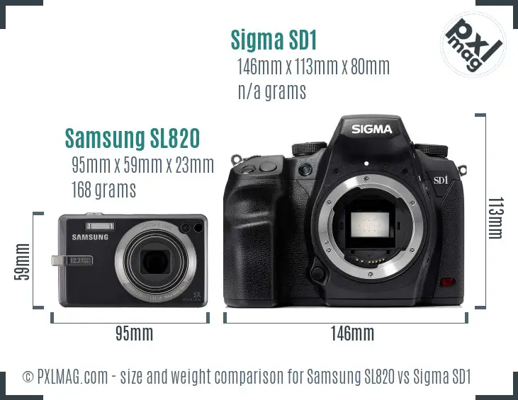 Samsung SL820 vs Sigma SD1 size comparison