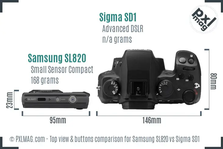 Samsung SL820 vs Sigma SD1 top view buttons comparison