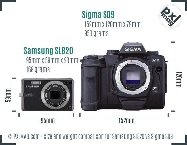 Samsung SL820 vs Sigma SD9 size comparison