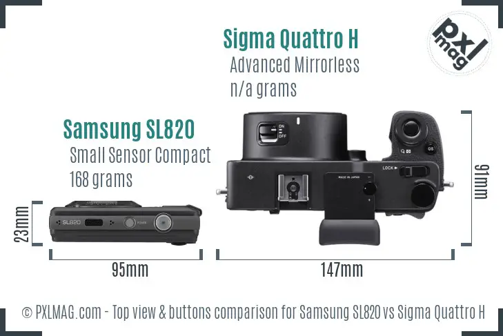 Samsung SL820 vs Sigma Quattro H top view buttons comparison