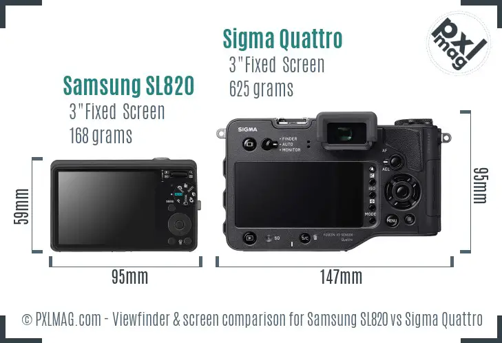 Samsung SL820 vs Sigma Quattro Screen and Viewfinder comparison