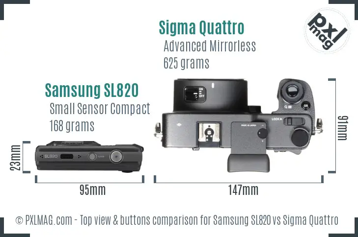 Samsung SL820 vs Sigma Quattro top view buttons comparison