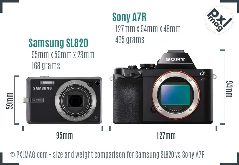 Samsung SL820 vs Sony A7R size comparison