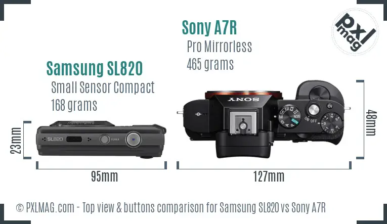 Samsung SL820 vs Sony A7R top view buttons comparison