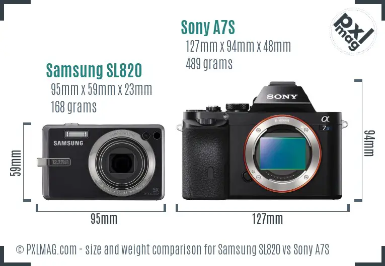Samsung SL820 vs Sony A7S size comparison