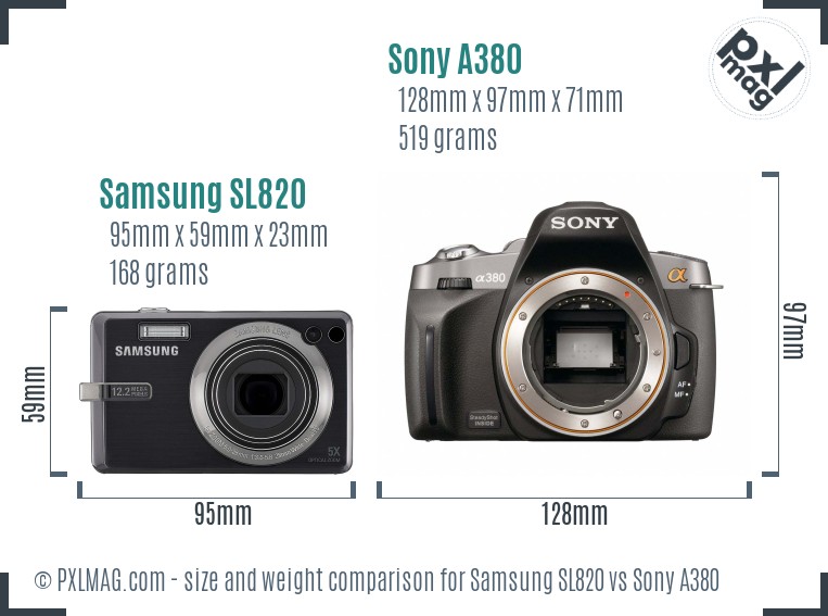 Samsung SL820 vs Sony A380 size comparison Samsung SL820 vs Sony A380 size comparison