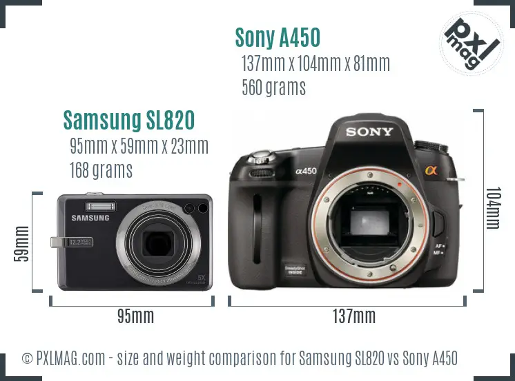 Samsung SL820 vs Sony A450 size comparison Samsung SL820 vs Sony A450 size comparison