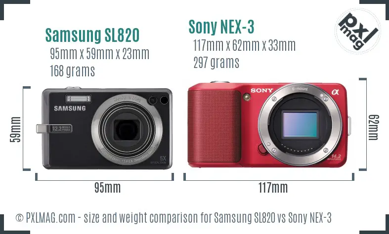 Samsung SL820 vs Sony NEX-3 size comparison Samsung SL820 vs Sony NEX-3 size comparison