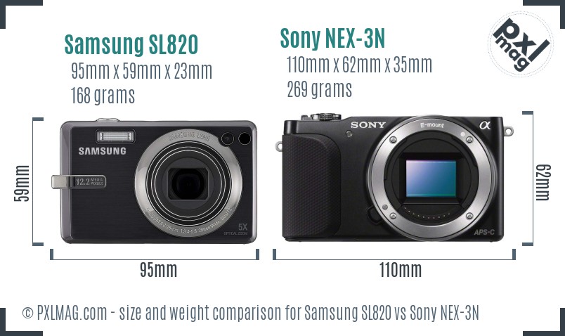 Samsung SL820 vs Sony NEX-3N size comparison Samsung SL820 vs Sony NEX-3N size comparison