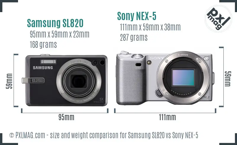Samsung SL820 vs Sony NEX-5 size comparison Samsung SL820 vs Sony NEX-5 size comparison