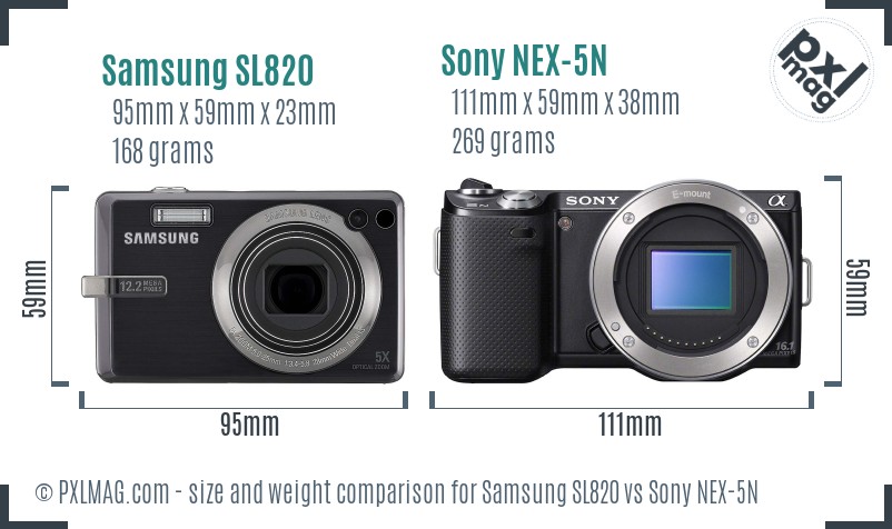 Samsung SL820 vs Sony NEX-5N size comparison