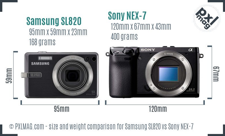 Samsung SL820 vs Sony NEX-7 size comparison