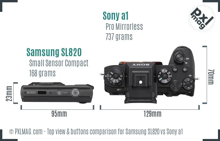 Samsung SL820 vs Sony a1 top view buttons comparison