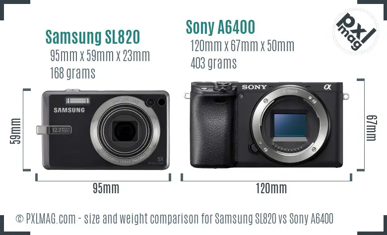 Samsung SL820 vs Sony A6400 size comparison Samsung SL820 vs Sony A6400 size comparison