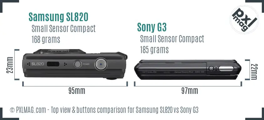 Samsung SL820 vs Sony G3 top view buttons comparison