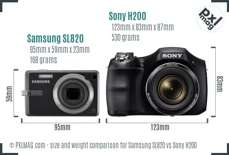 Samsung SL820 vs Sony H200 size comparison