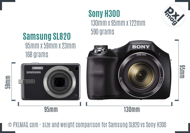 Samsung SL820 vs Sony H300 size comparison
