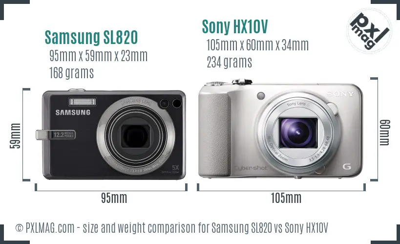 Samsung SL820 vs Sony HX10V size comparison Samsung SL820 vs Sony HX10V size comparison
