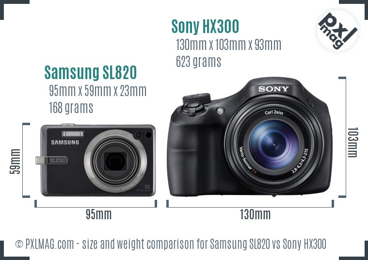 Samsung SL820 vs Sony HX300 size comparison