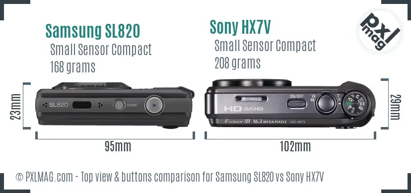 Samsung SL820 vs Sony HX7V top view buttons comparison