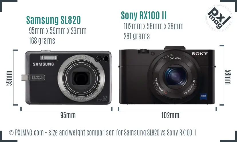 Samsung SL820 vs Sony RX100 II size comparison Samsung SL820 vs Sony RX100 II size comparison