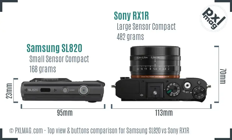 Samsung SL820 vs Sony RX1R top view buttons comparison