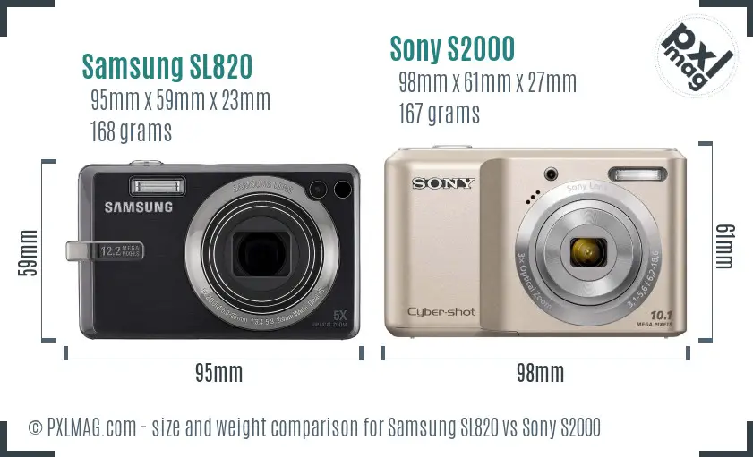 Samsung SL820 vs Sony S2000 size comparison