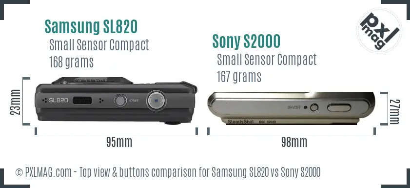 Samsung SL820 vs Sony S2000 top view buttons comparison