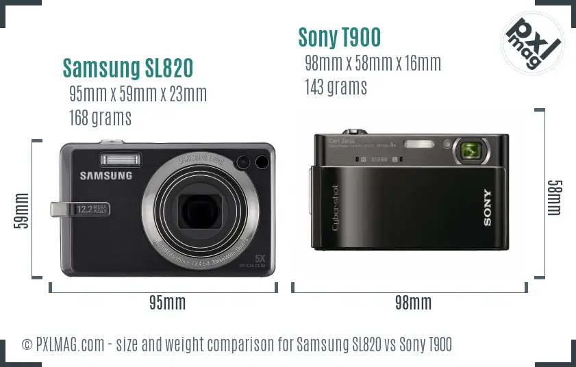 Samsung SL820 vs Sony T900 size comparison
