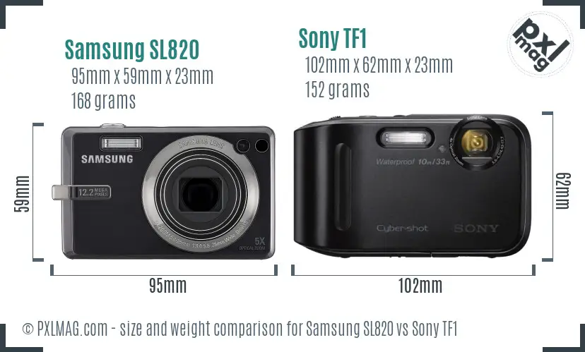 Samsung SL820 vs Sony TF1 size comparison
