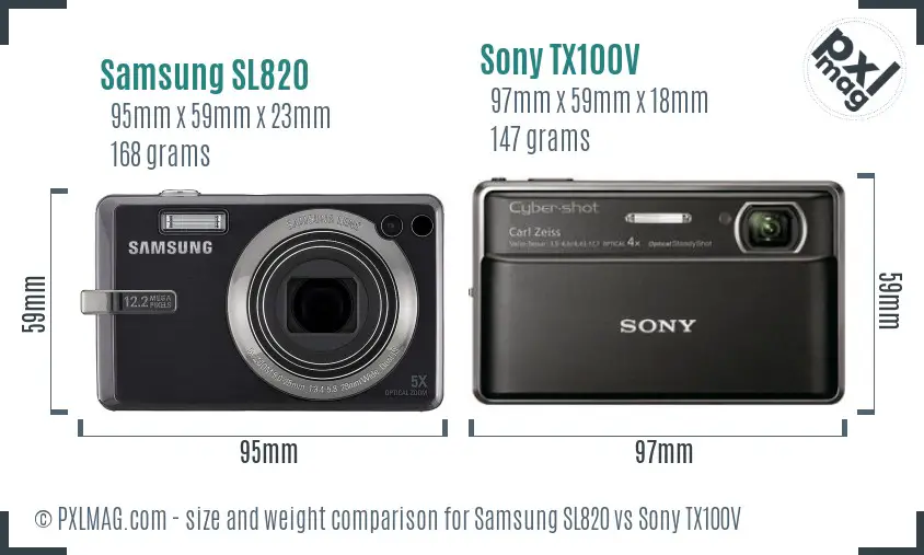 Samsung SL820 vs Sony TX100V size comparison