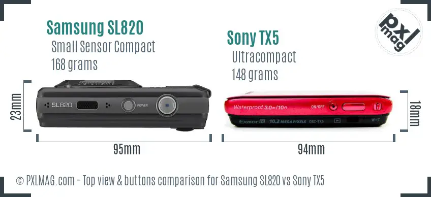 Samsung SL820 vs Sony TX5 top view buttons comparison