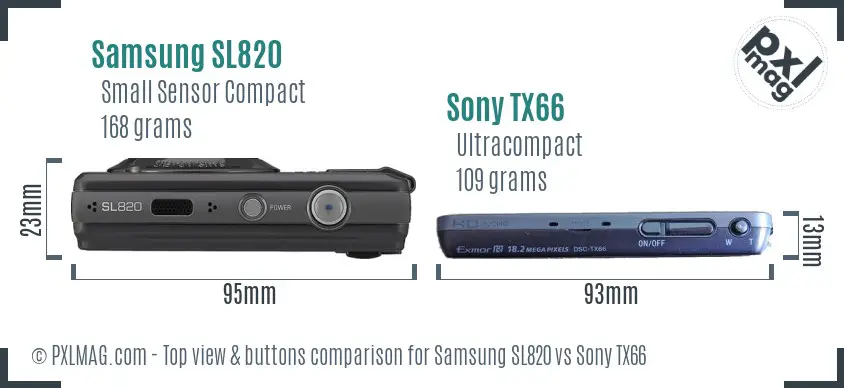 Samsung SL820 vs Sony TX66 top view buttons comparison