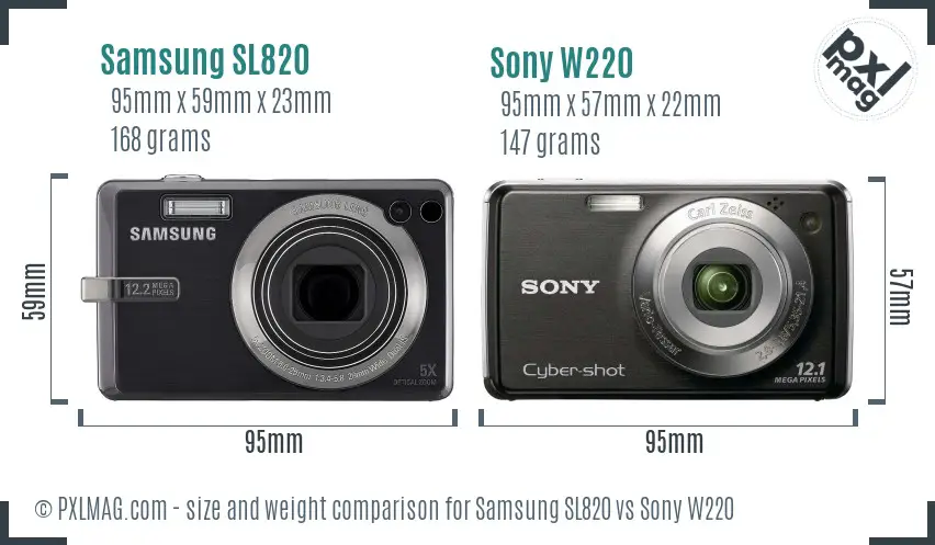 Samsung SL820 vs Sony W220 size comparison