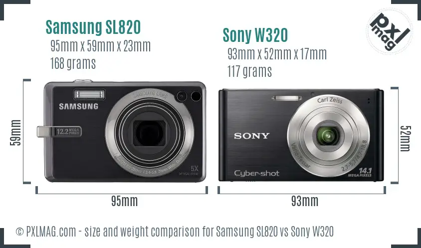 Samsung SL820 vs Sony W320 size comparison