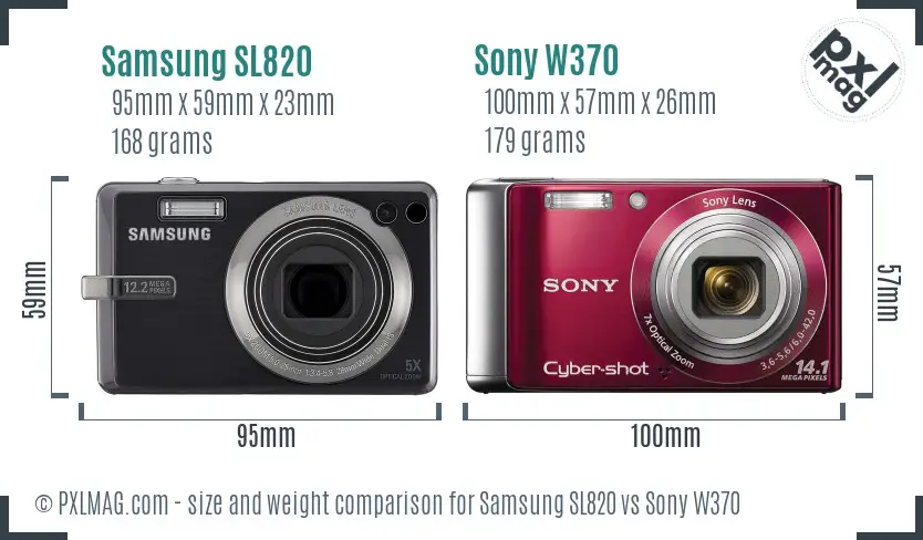 Samsung SL820 vs Sony W370 size comparison