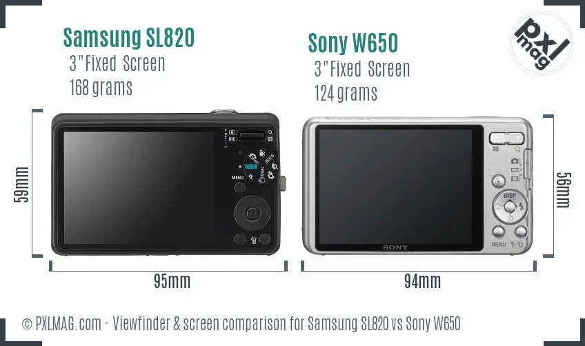 Samsung SL820 vs Sony W650 Screen and Viewfinder comparison Samsung SL820 vs Sony W650 Screen and Viewfinder comparison