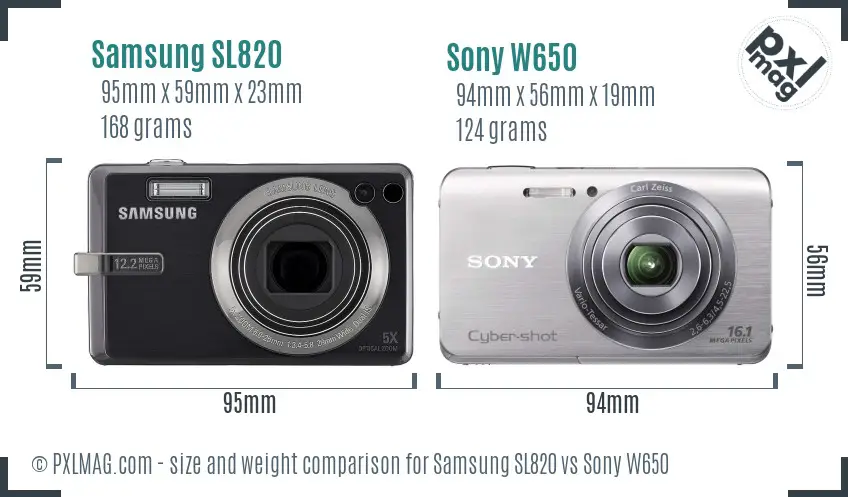 Samsung SL820 vs Sony W650 size comparison Samsung SL820 vs Sony W650 size comparison