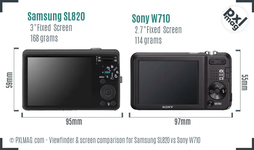 Samsung SL820 vs Sony W710 Screen and Viewfinder comparison