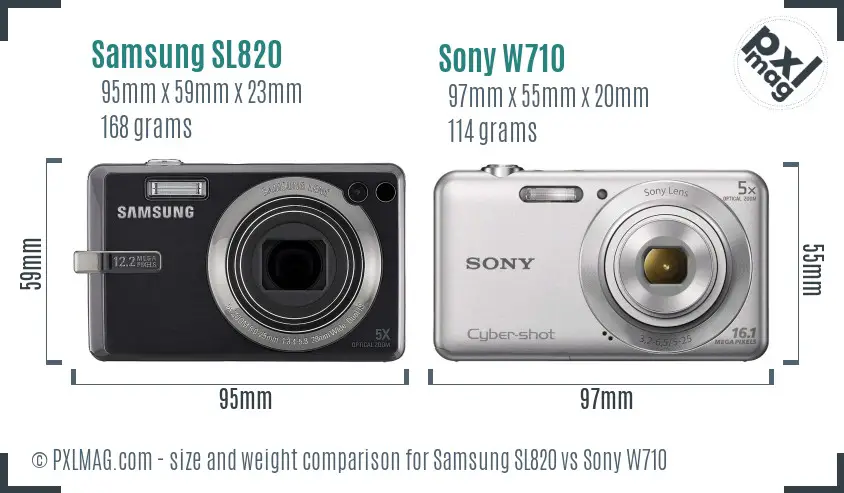 Samsung SL820 vs Sony W710 size comparison