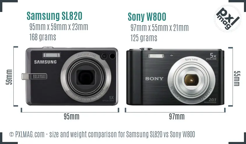 Samsung SL820 vs Sony W800 size comparison