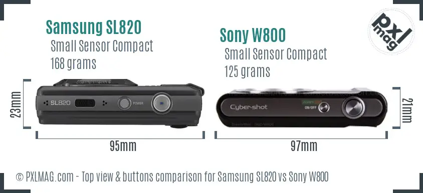 Samsung SL820 vs Sony W800 top view buttons comparison