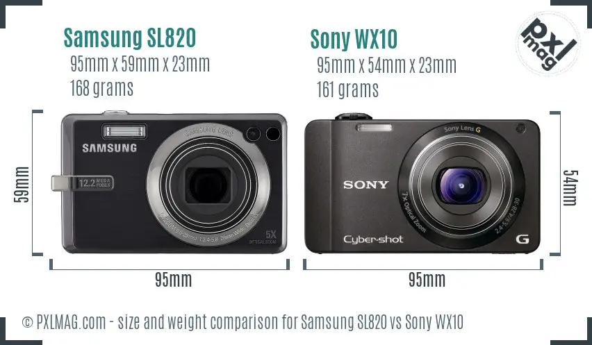 Samsung SL820 vs Sony WX10 size comparison