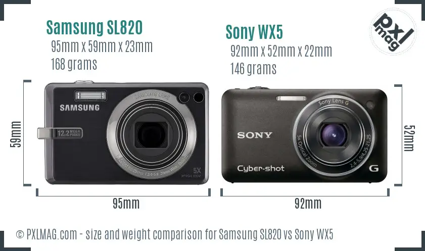 Samsung SL820 vs Sony WX5 size comparison