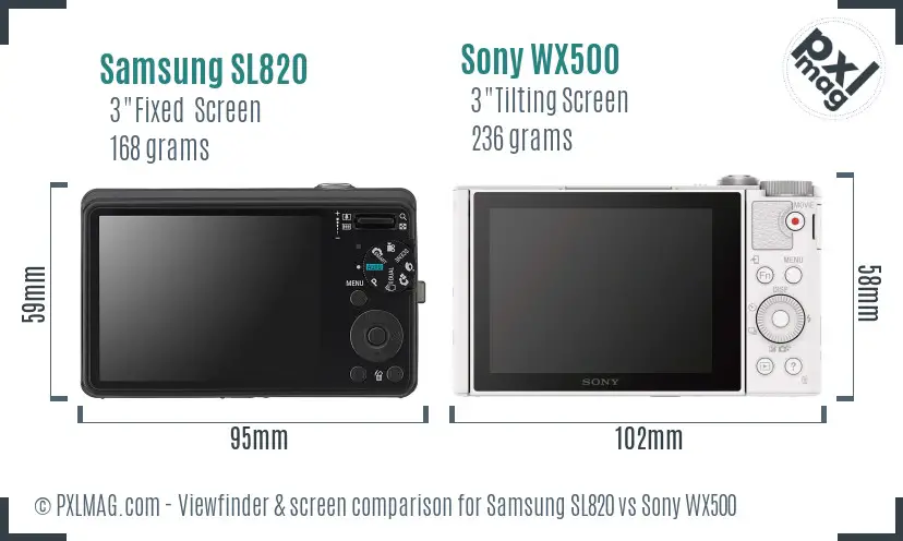 Samsung SL820 vs Sony WX500 Screen and Viewfinder comparison Samsung SL820 vs Sony WX500 Screen and Viewfinder comparison