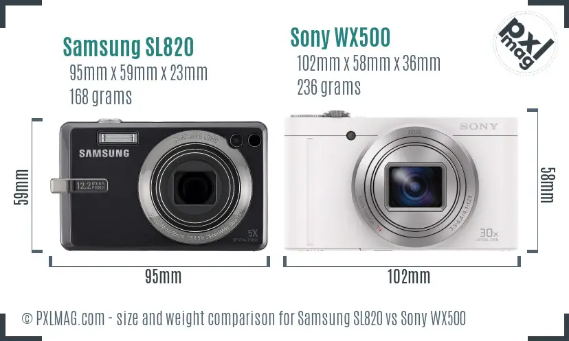 Samsung SL820 vs Sony WX500 size comparison Samsung SL820 vs Sony WX500 size comparison