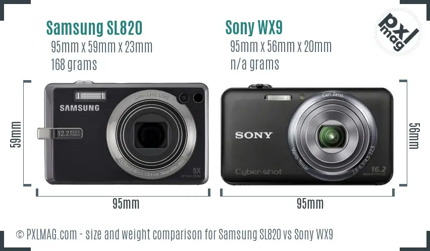 Samsung SL820 vs Sony WX9 size comparison