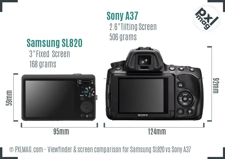 Samsung SL820 vs Sony A37 Screen and Viewfinder comparison