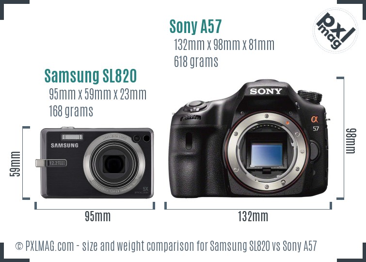 Samsung SL820 vs Sony A57 size comparison
